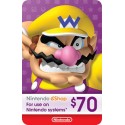 Tarjeta - Codigo - eShop - Nintendo eCash Gift Card $70 - Switch / Wii U / 3DS